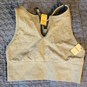 PINK brand yoga sports bra, gray, large, NWT